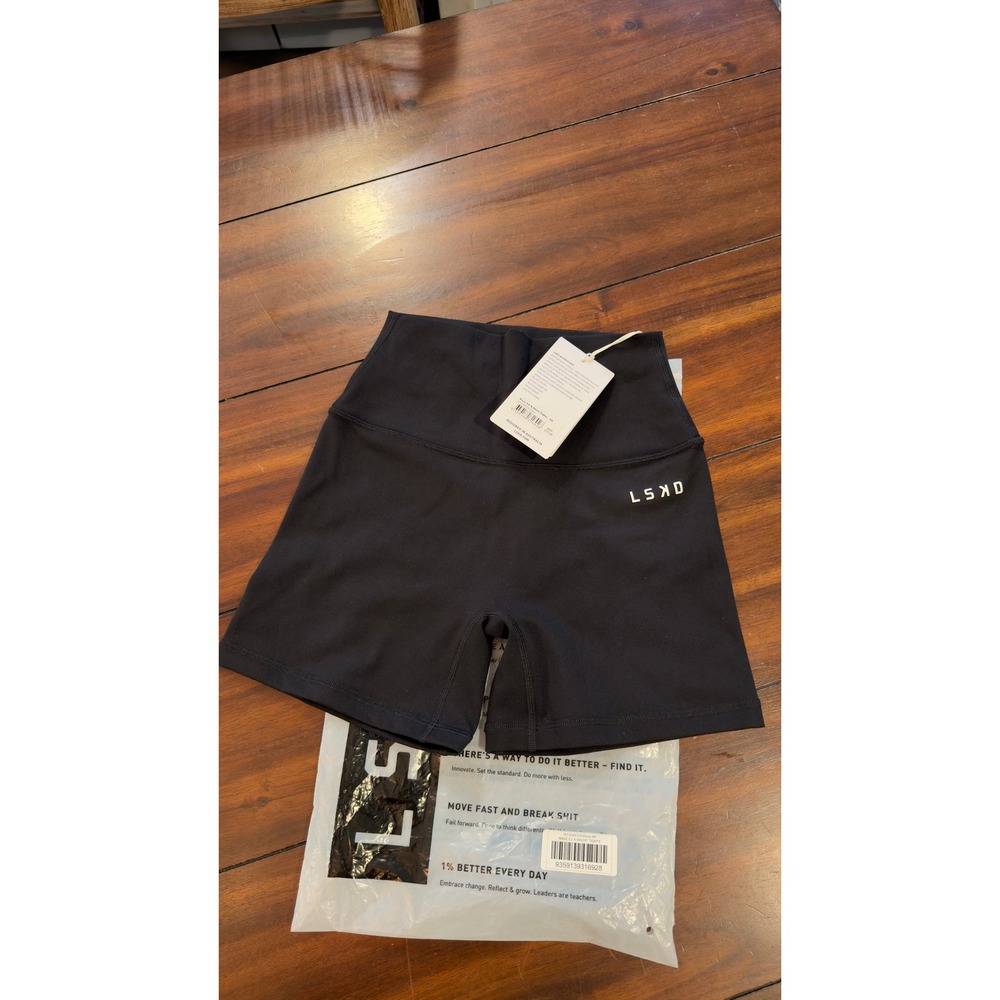 LSKD Base 2.0 X-Short Leggings Black XS Athletic Compression 4 in Shorts NEW NWT